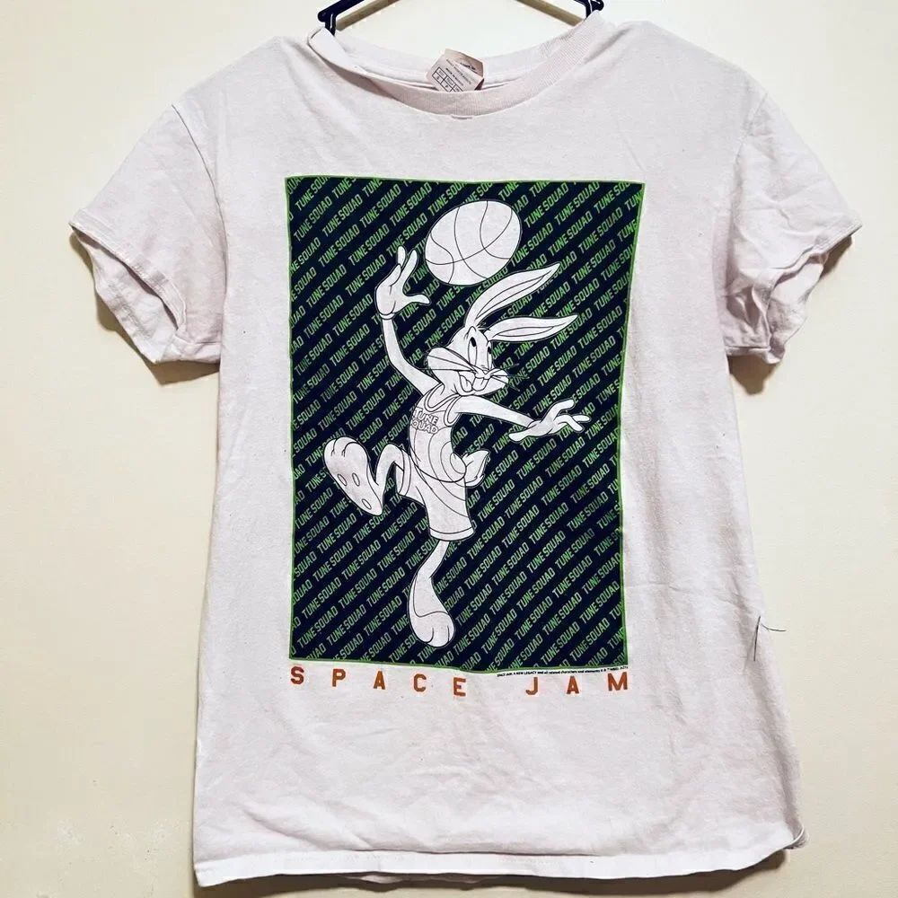 Space Jam White Bugs Bunny Graphic T-Shirt Unisex Small